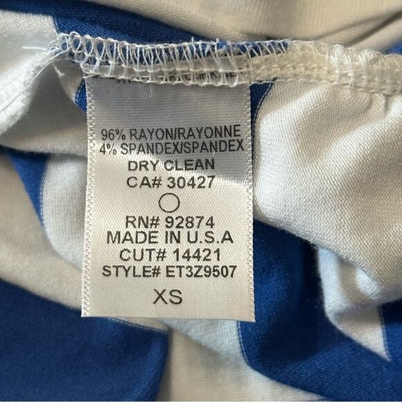 Ella Moss Size XS Blue White Striped Roll Tab Sleeve Collared Henley Tunic Top - Picture 5 of 7